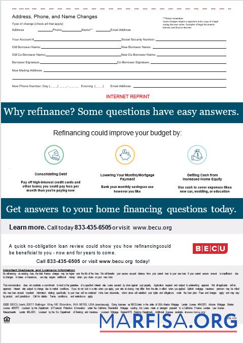 Realistic USA BECU bank mortgage statement in Word and PDF formats, 3 pages 3 download for verification